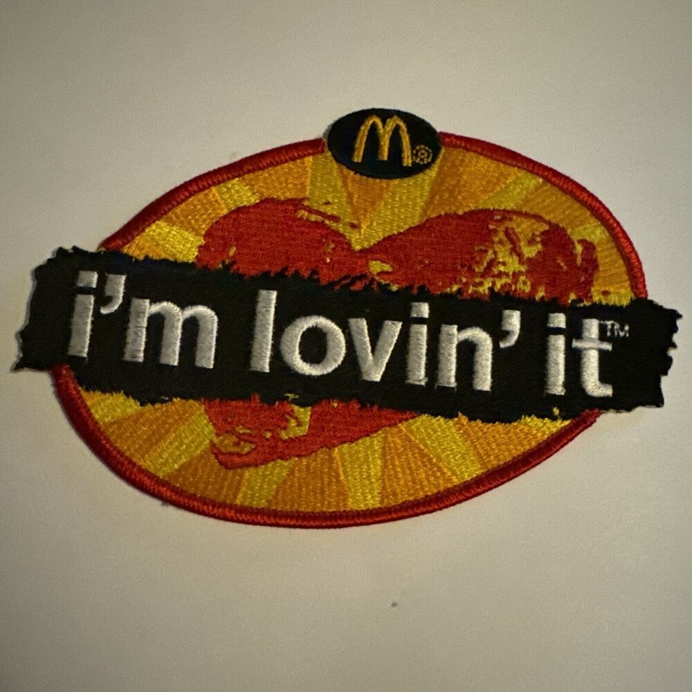McDonald’sPatch I’m Lovin’ It Embroidered Iron On Vtg Yellow Red Black Heart